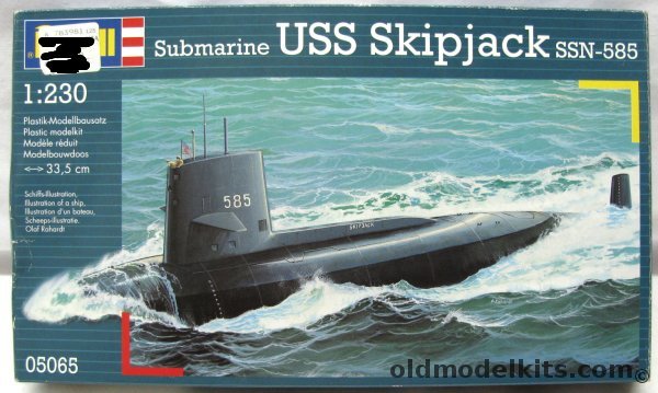 Revell 1/230 USS Skipjack SSN585 Submarine - (Ex-Aurora), 05065 plastic model kit